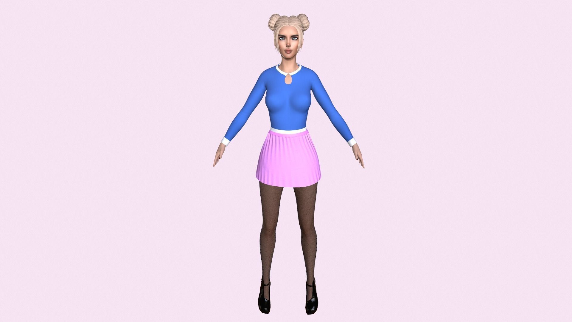 Maya Modular Girl 14 Low-poly 3D model_2