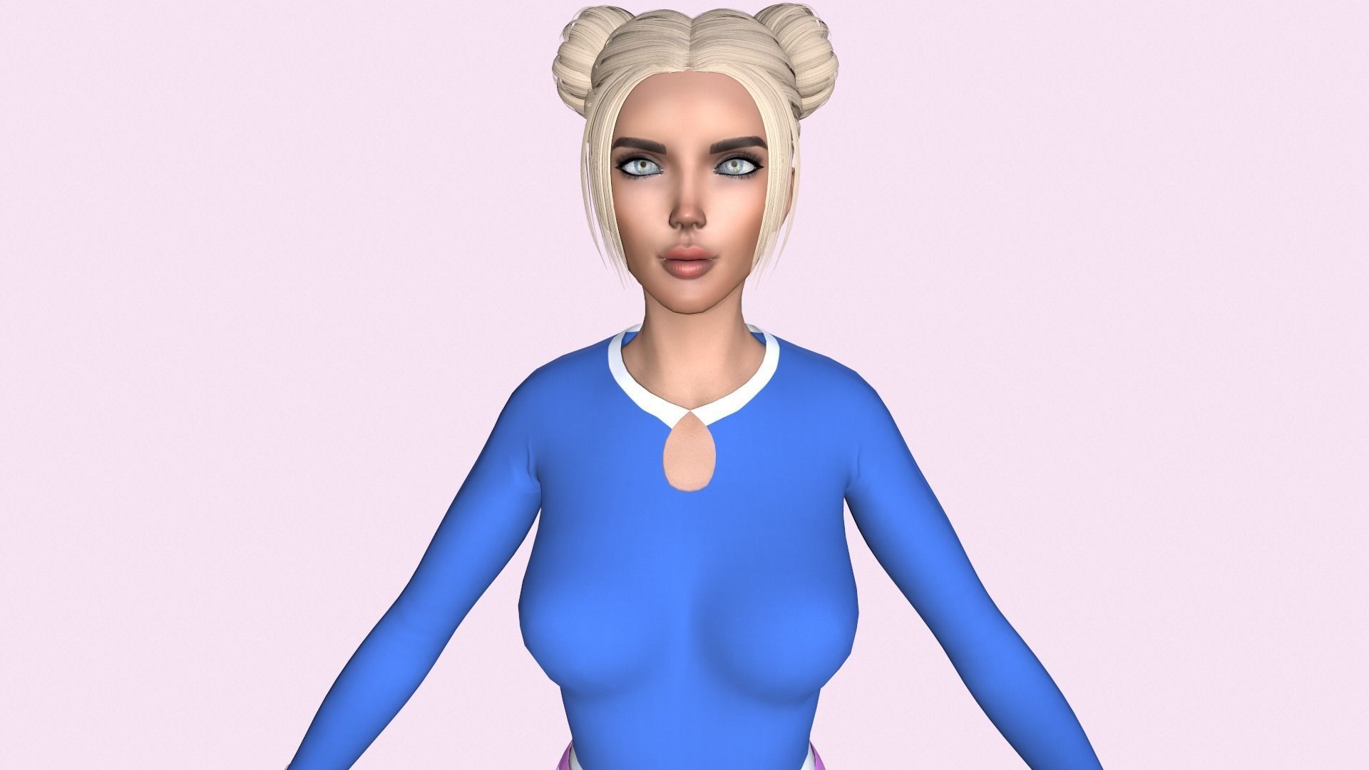 Maya Modular Girl 14 Low-poly 3D model_5