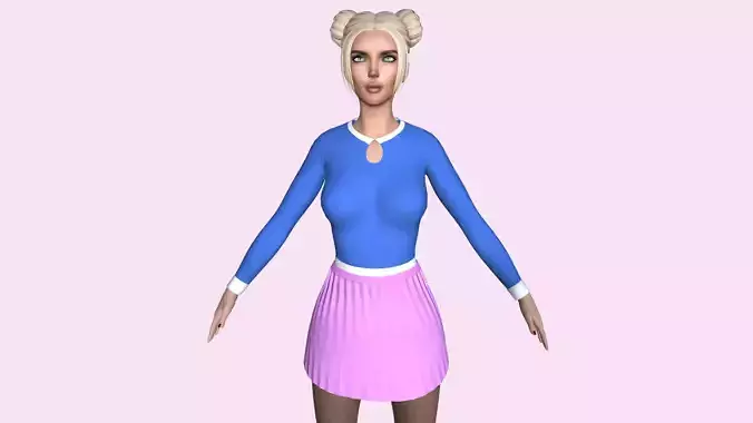 Maya Modular Girl 14 Low-poly 3D model