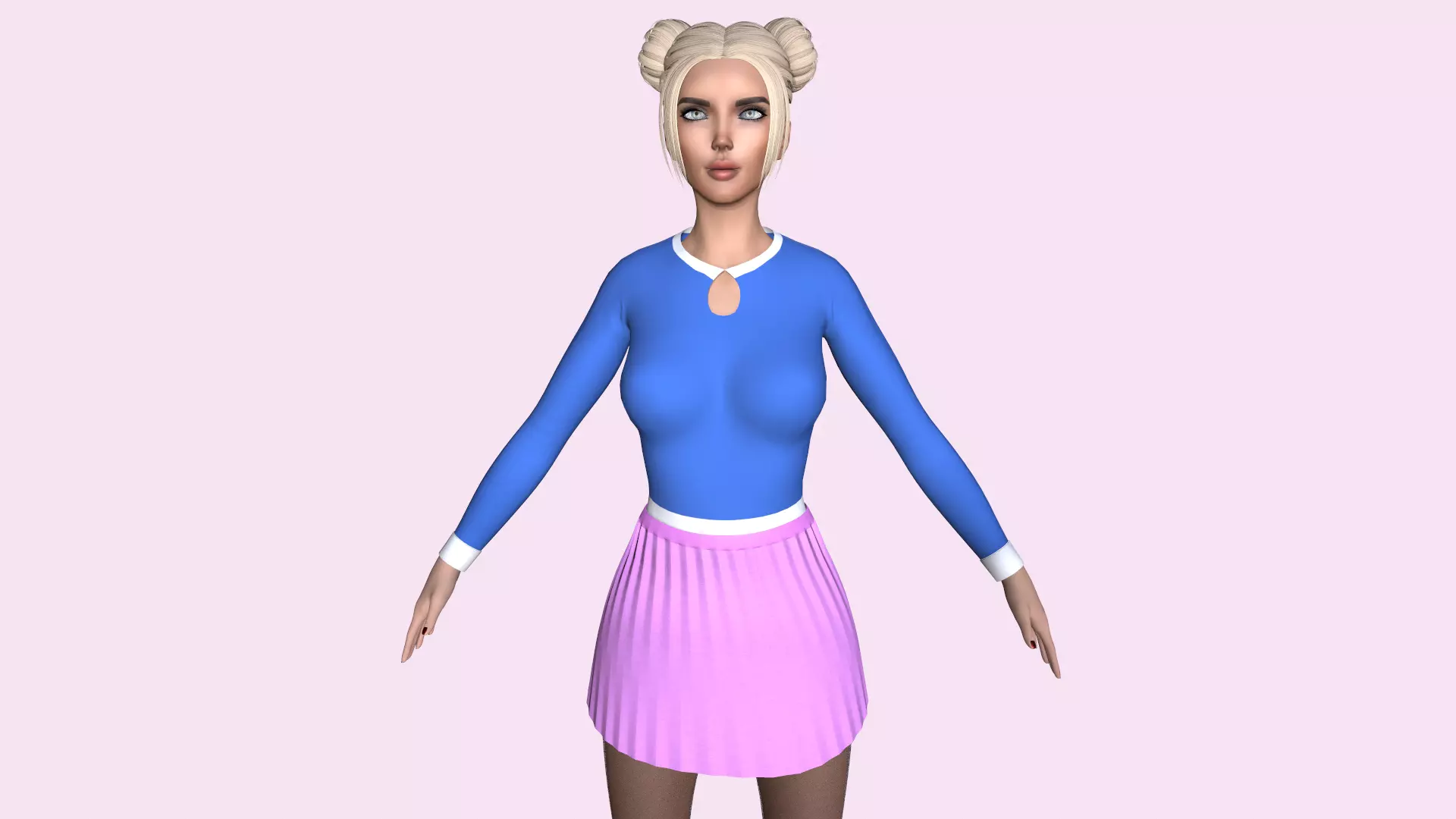 Maya Modular Girl 14 Low-poly 3D model_0