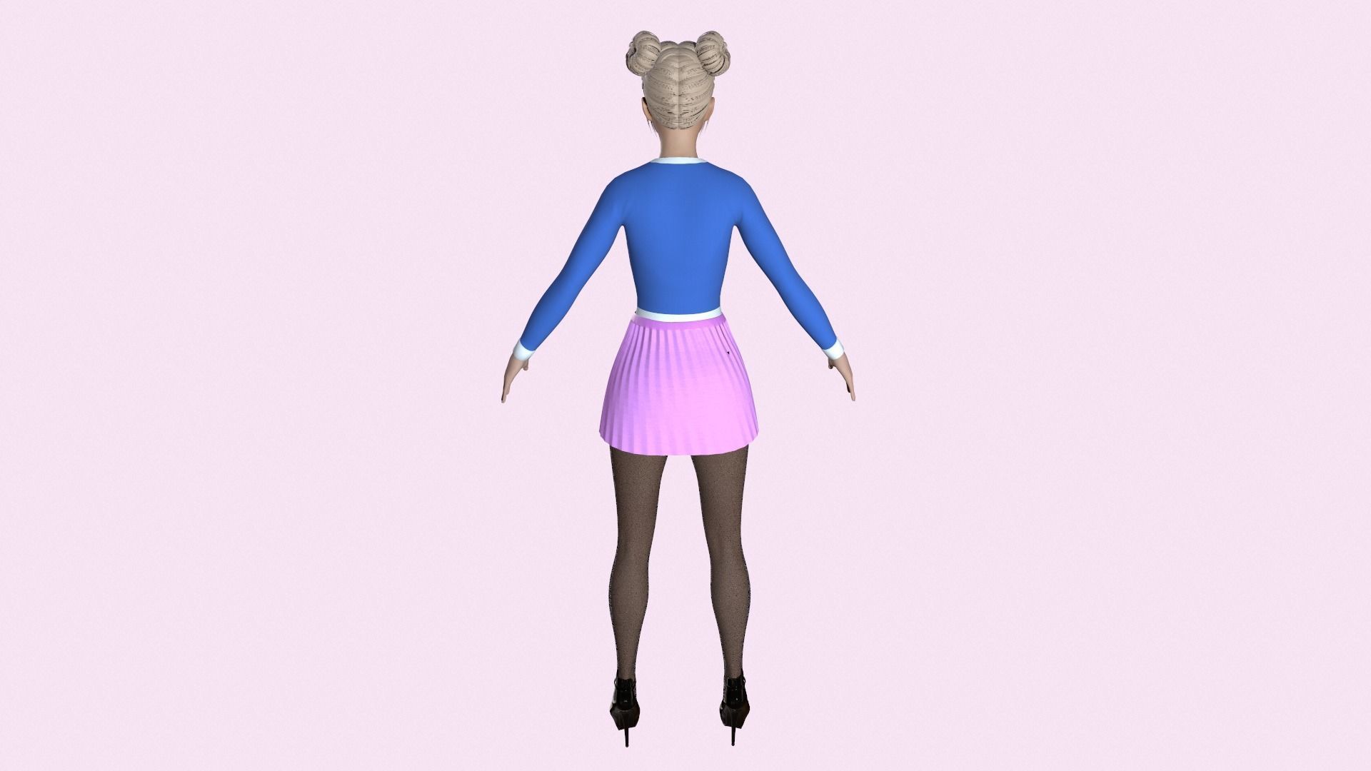 Maya Modular Girl 14 Low-poly 3D model_3
