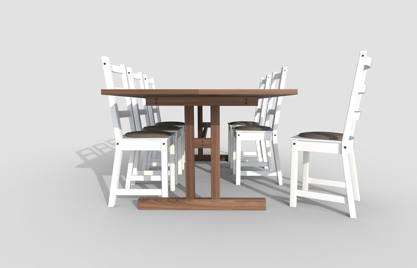 Table and 4 chairs and Table and 6 chairs 3D Model Collection_10