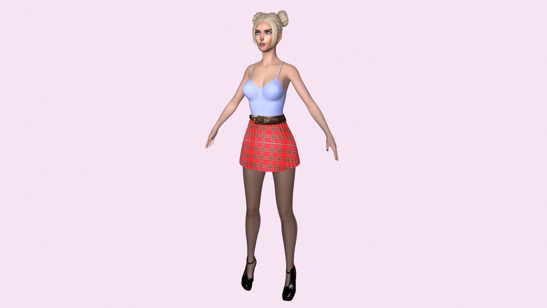 Maya Modular Girl 15 Low-poly 3D model_4
