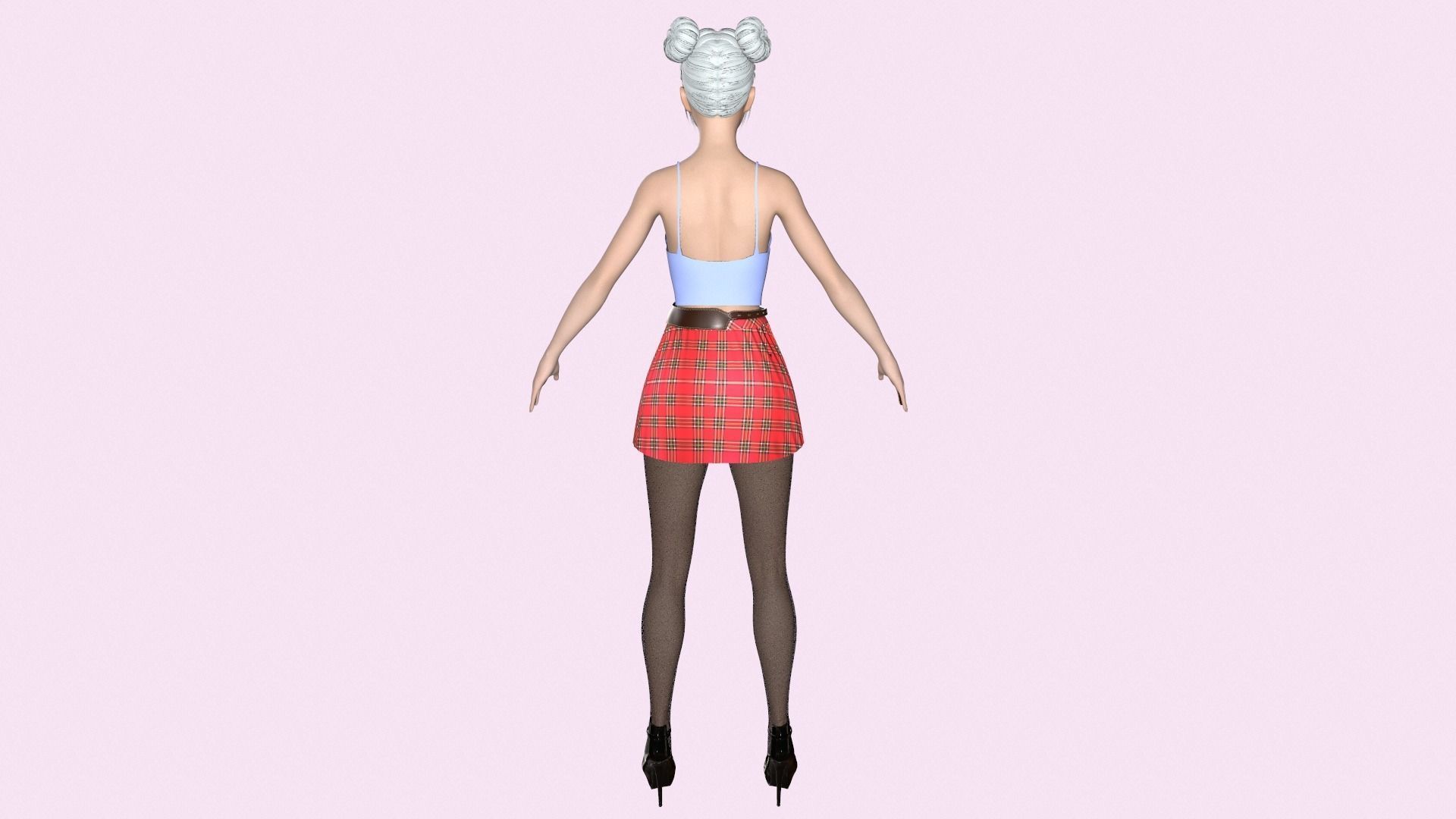 Maya Modular Girl 15 Low-poly 3D model_3