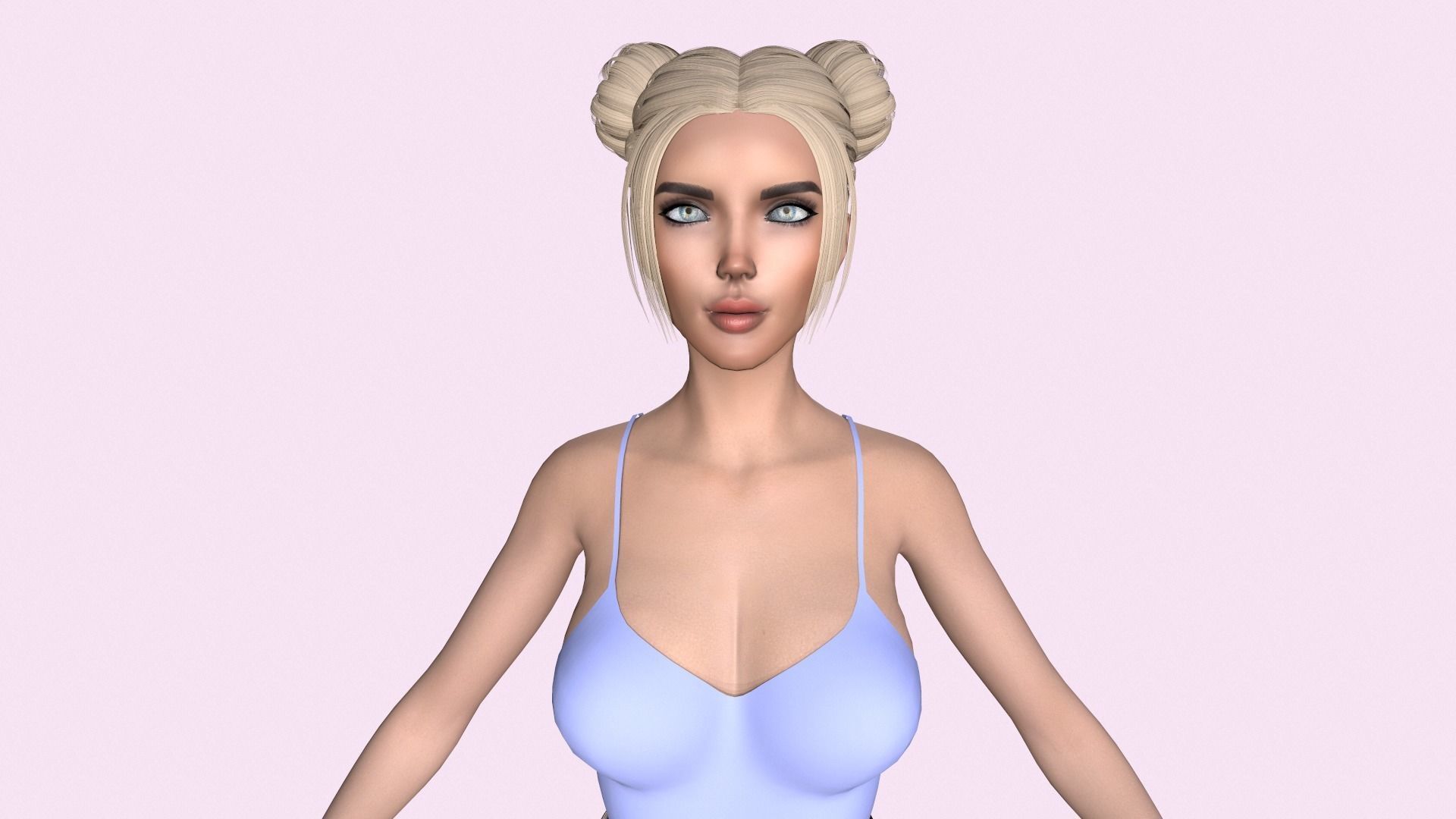 Maya Modular Girl 15 Low-poly 3D model_7