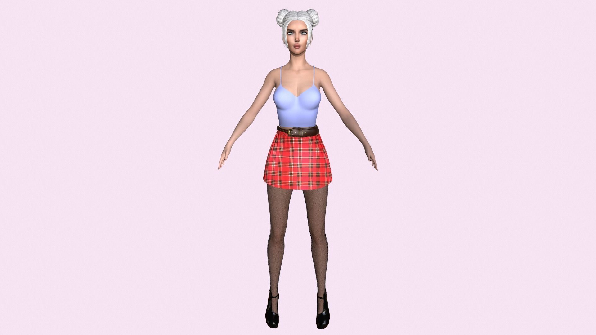 Maya Modular Girl 15 Low-poly 3D model_2
