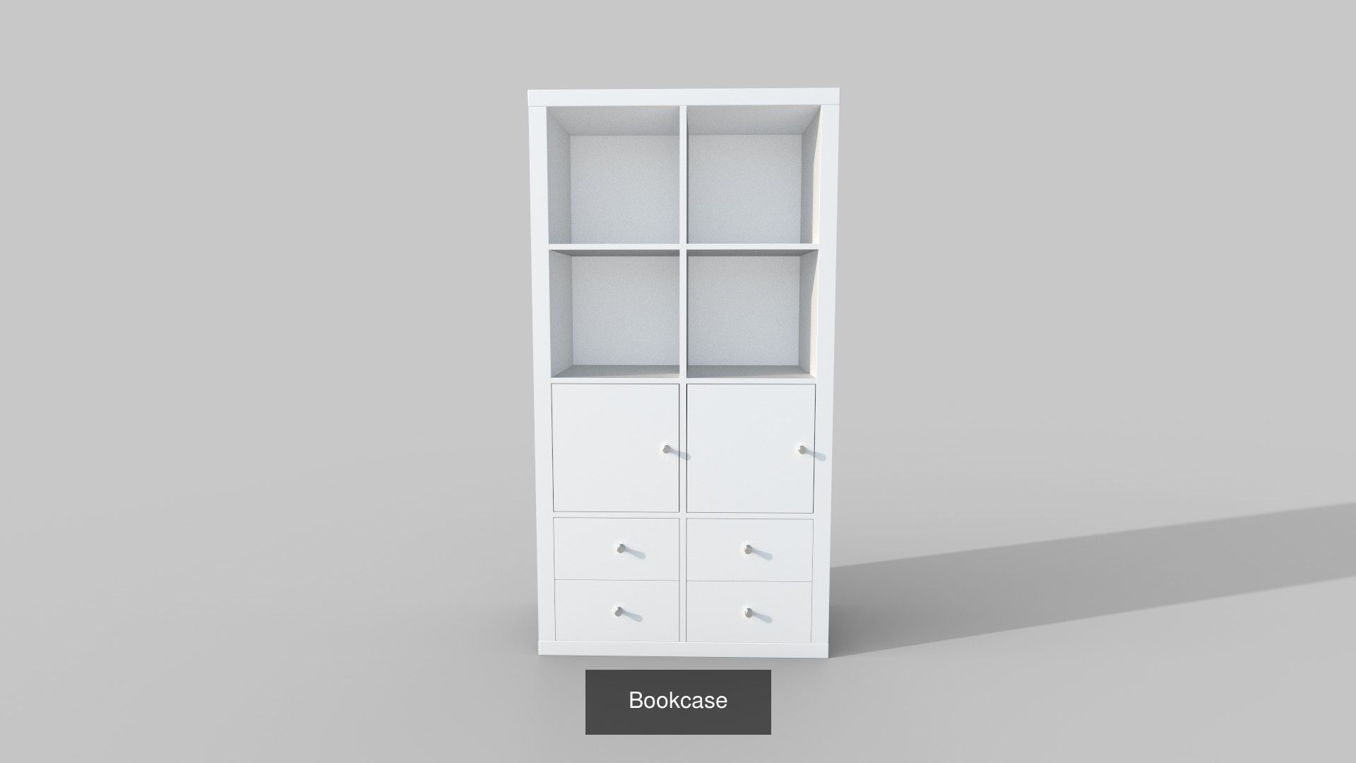 4 Bookcase set tall 3D Model Collection_6