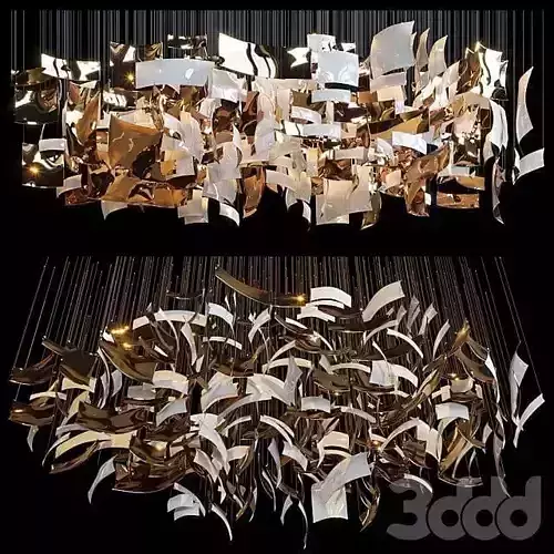 chandelier made of gold and silver paper