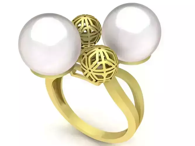 gold pearl and ultravision balls women ring 3533