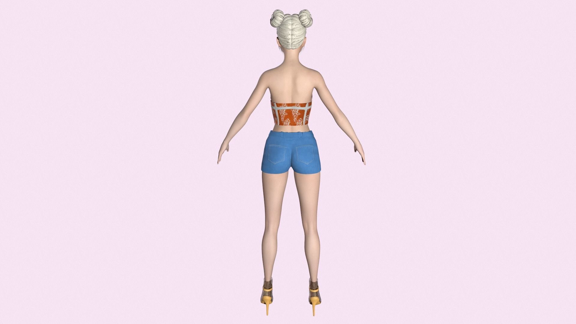 Maya Modular Girl 16 Low-poly 3D model_3