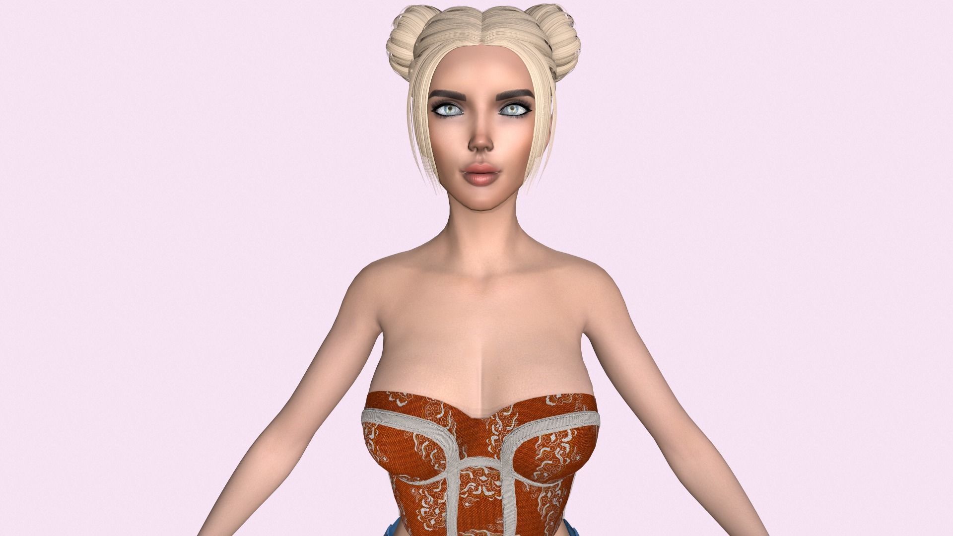 Maya Modular Girl 16 Low-poly 3D model_5