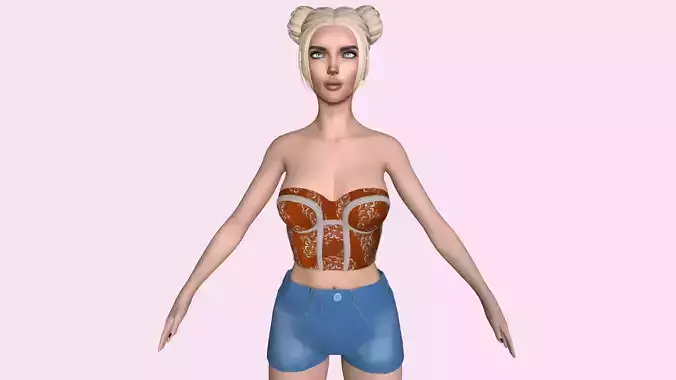 Maya Modular Girl 16 Low-poly 3D model