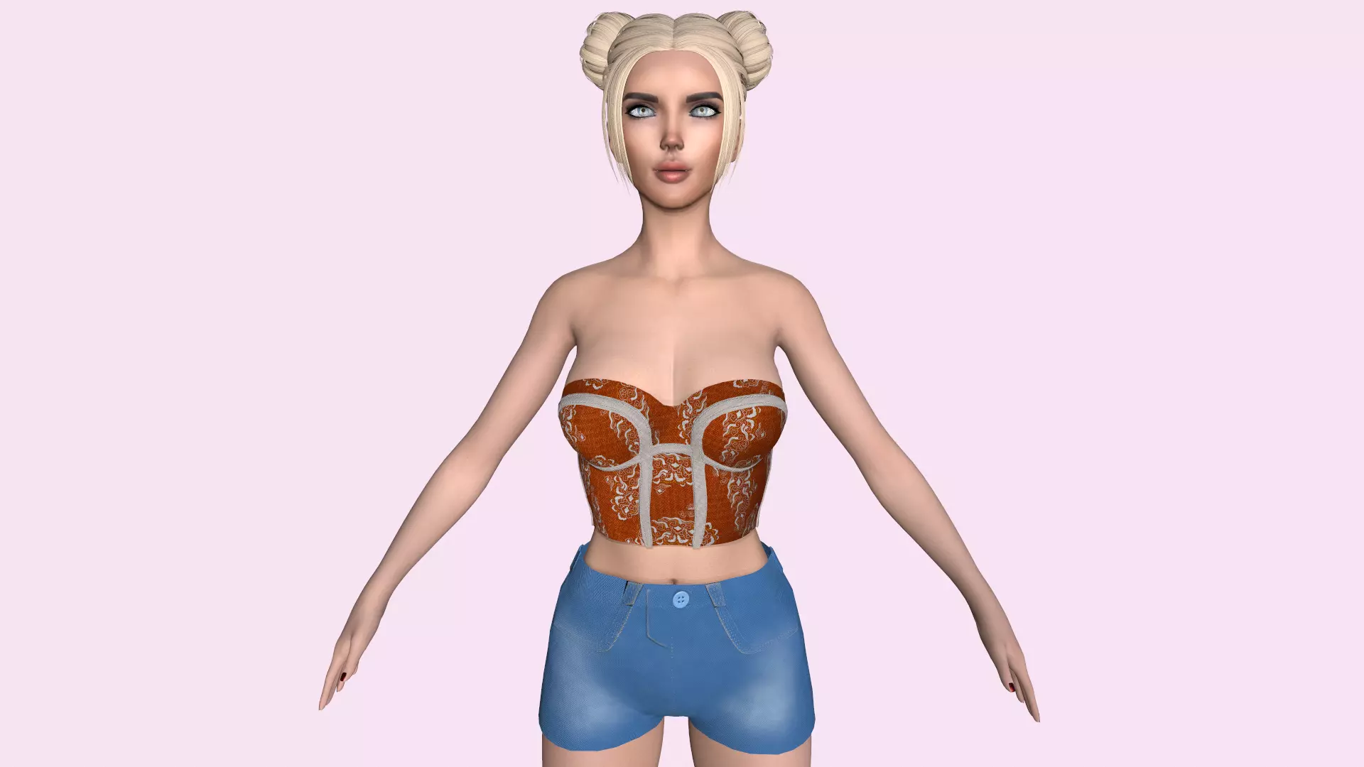 Maya Modular Girl 16 Low-poly 3D model_0