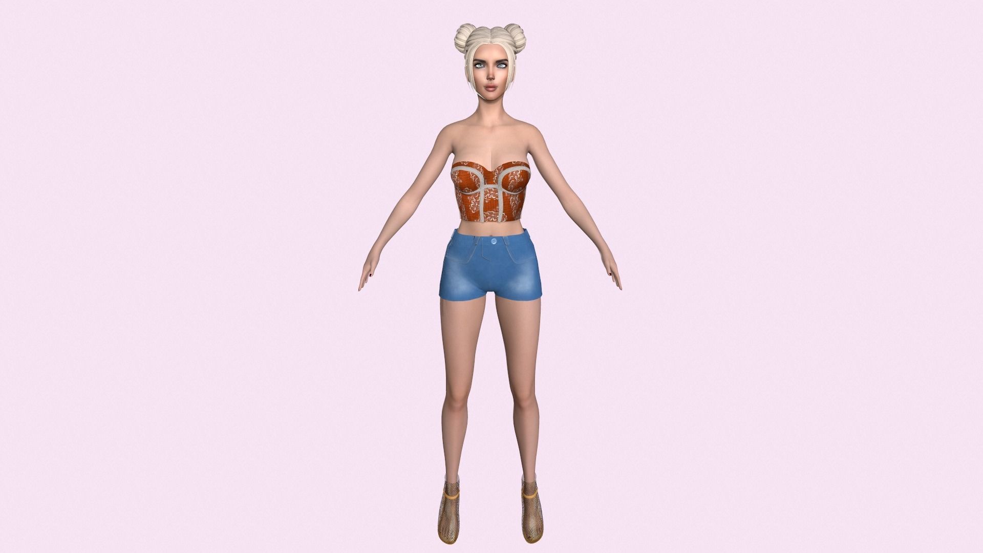 Maya Modular Girl 16 Low-poly 3D model_2