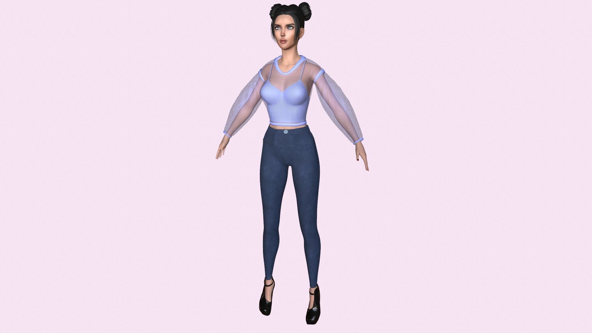 Maya Modular Girl 17 Low-poly 3D model_4