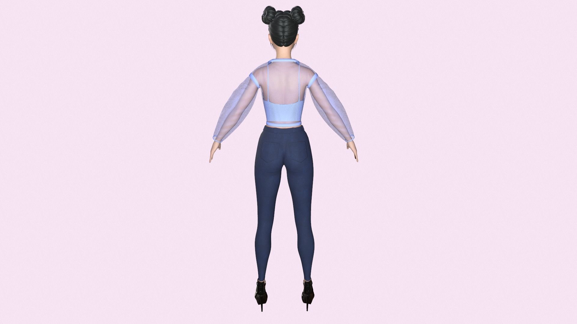 Maya Modular Girl 17 Low-poly 3D model_3