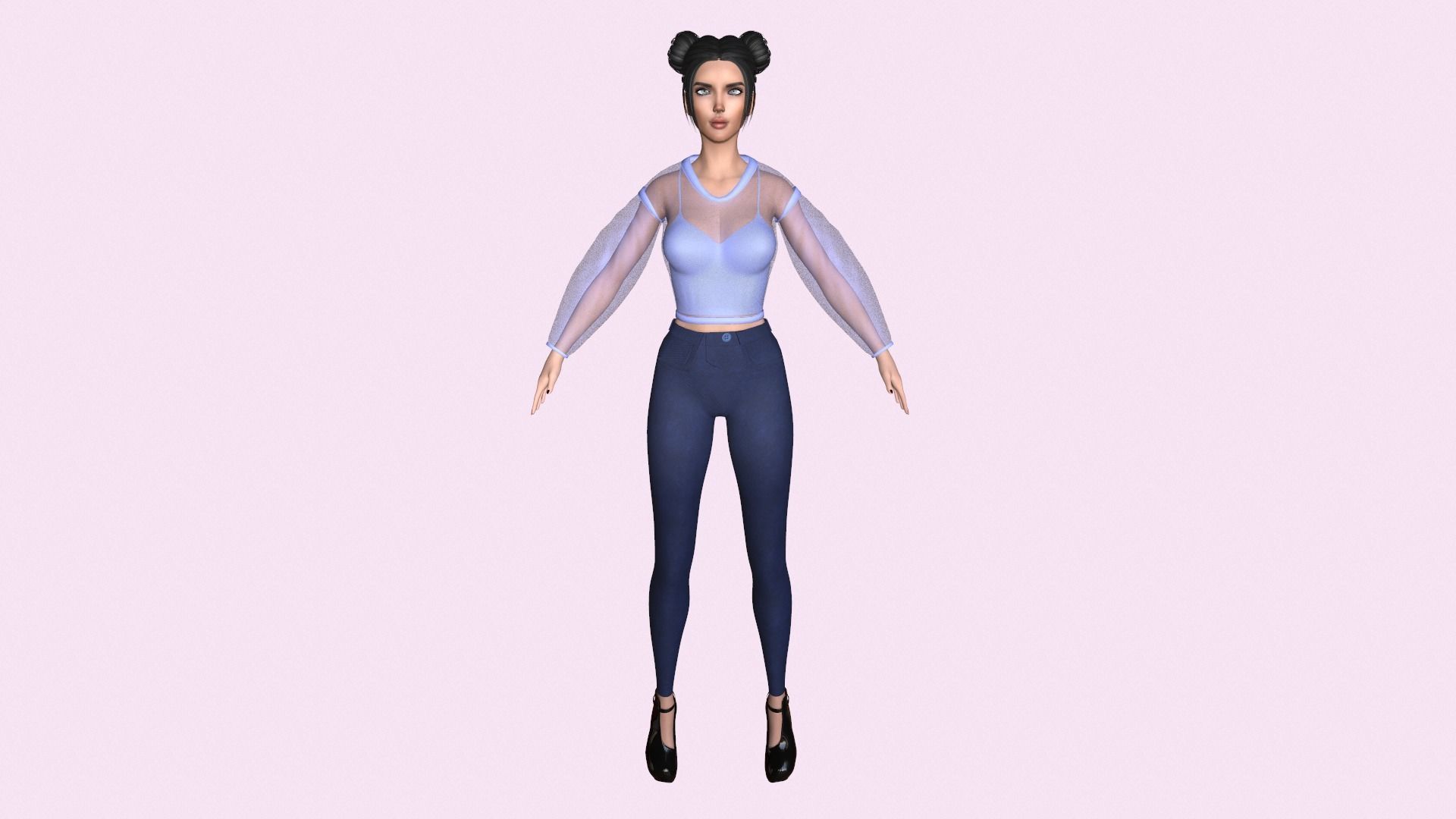 Maya Modular Girl 17 Low-poly 3D model_2