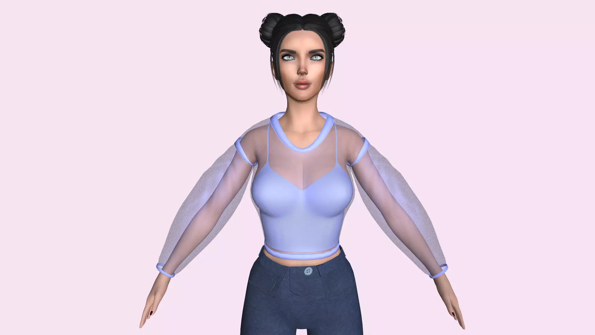 Maya Modular Girl 17 Low-poly 3D model_0