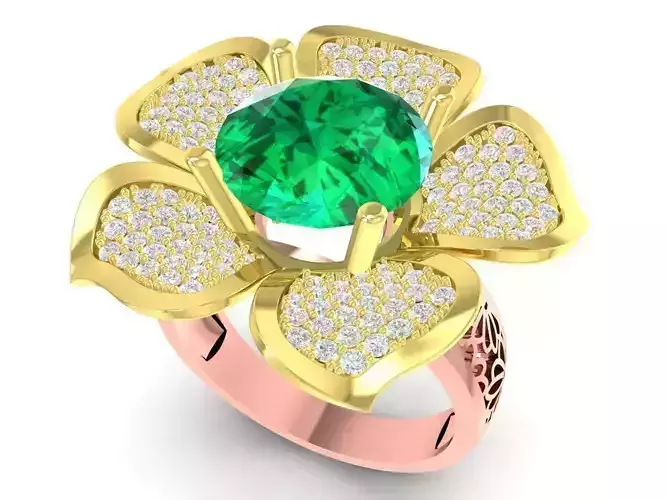 beauty asian diamond flower ring 3538