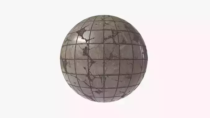 Floor Tile 003 PBR 4K - V5 - Cracked