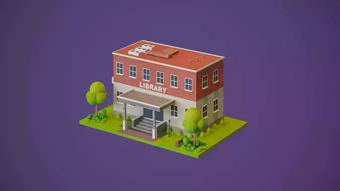 Library Building Low-poly 3D model