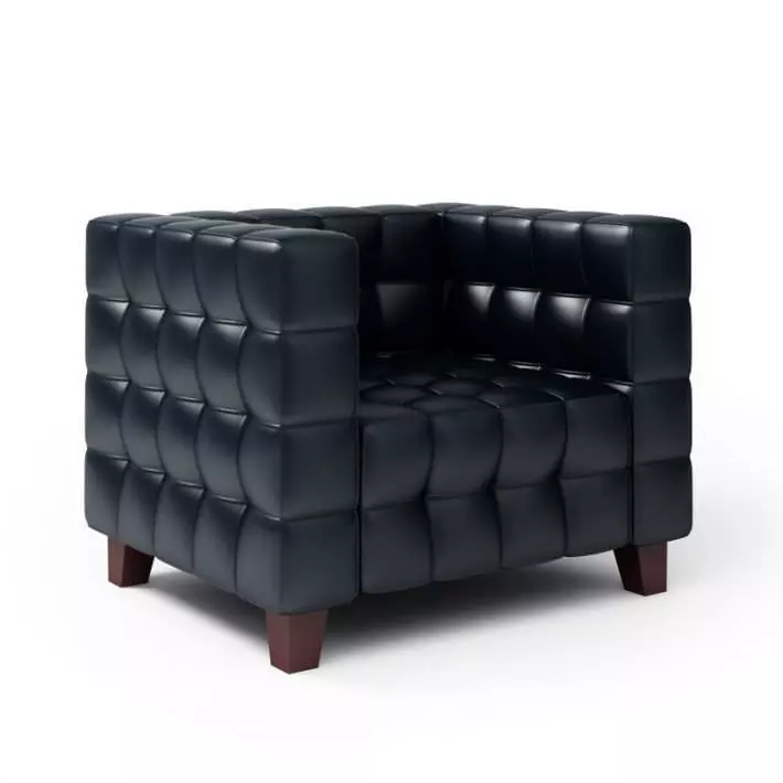 Black Cushioned Armchair 3D model_0