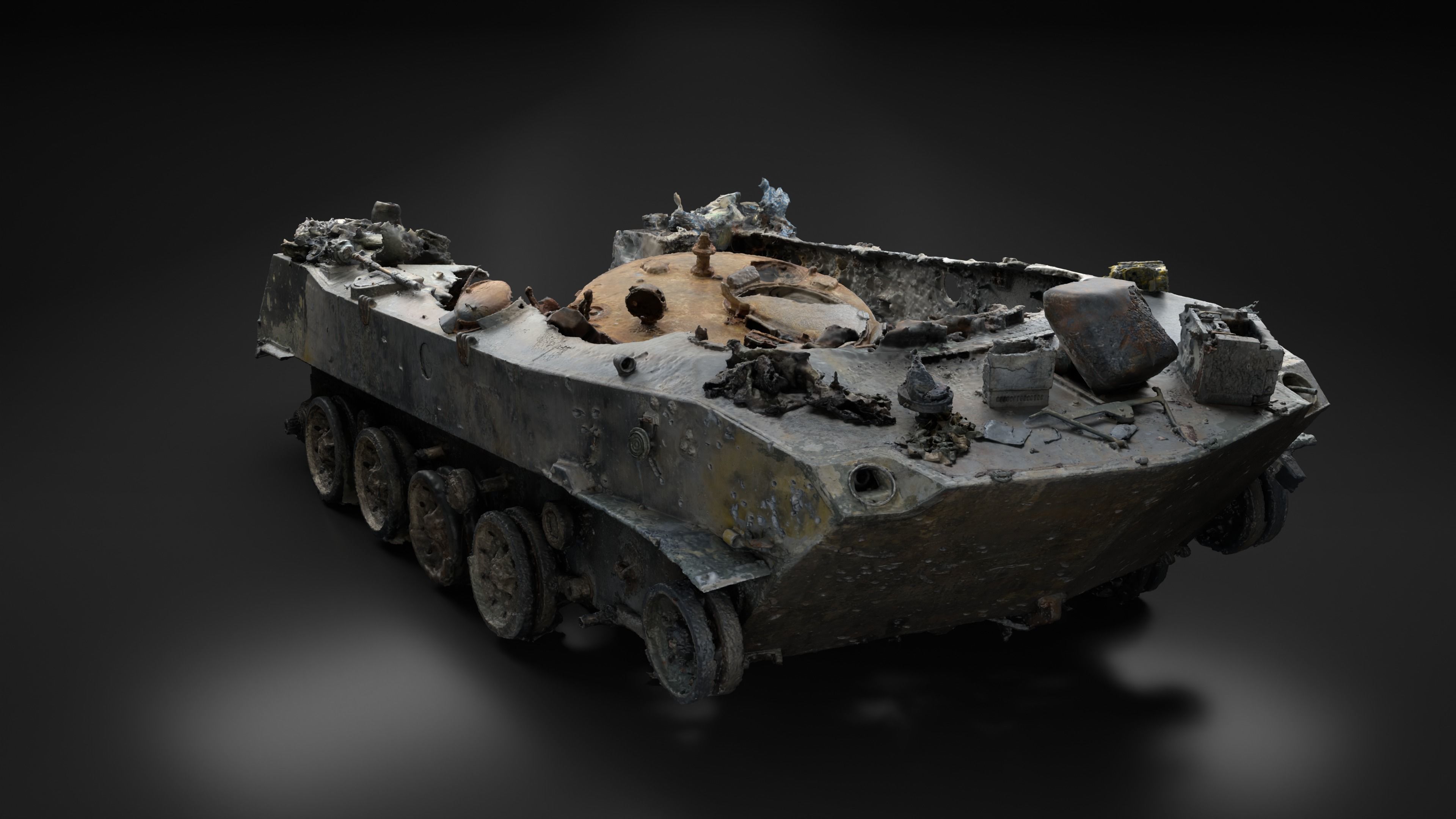 Destroyed and burnt Russian BMD-2 Photoscan 3D model_6