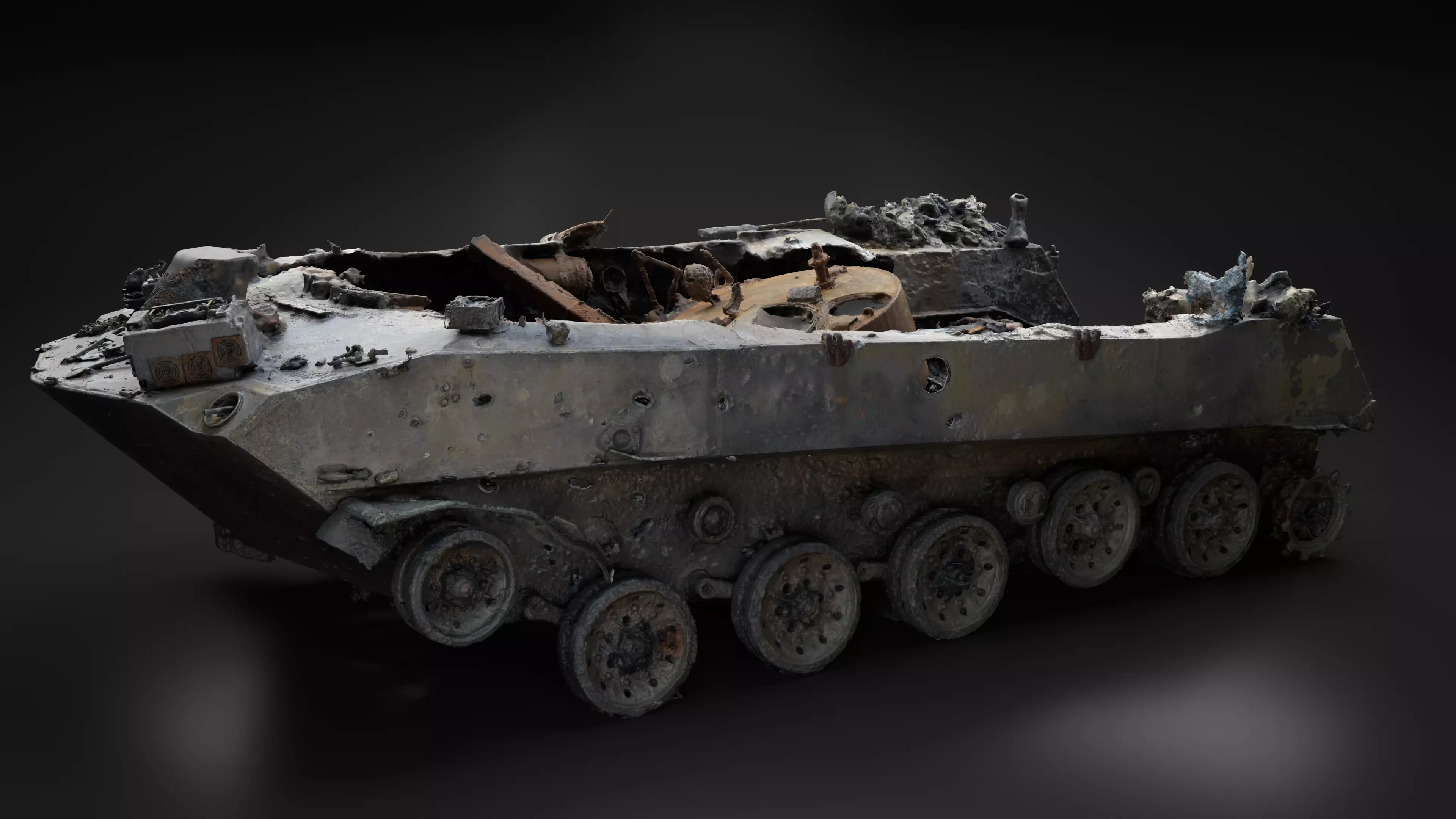 Destroyed and burnt Russian BMD-2 Photoscan 3D model_0
