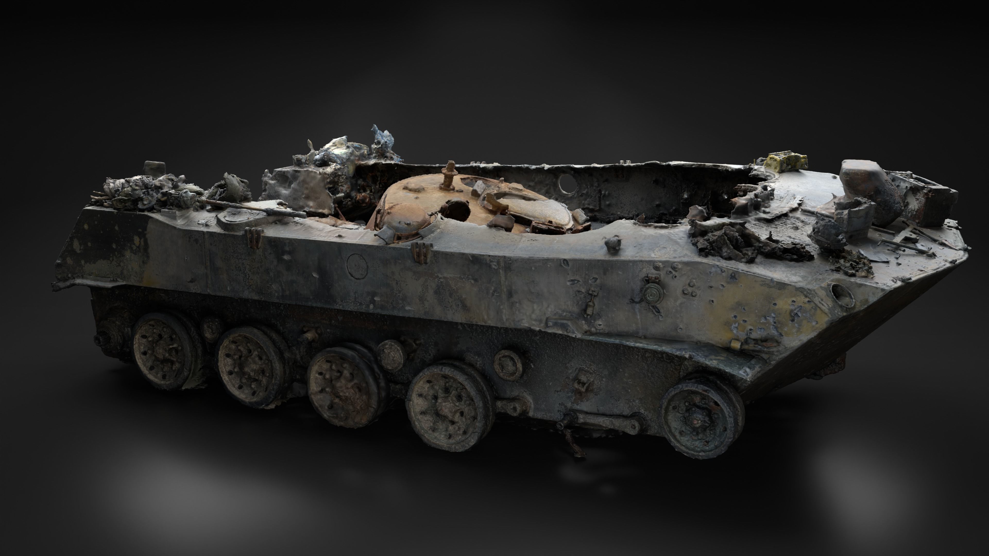 Destroyed and burnt Russian BMD-2 Photoscan 3D model_8