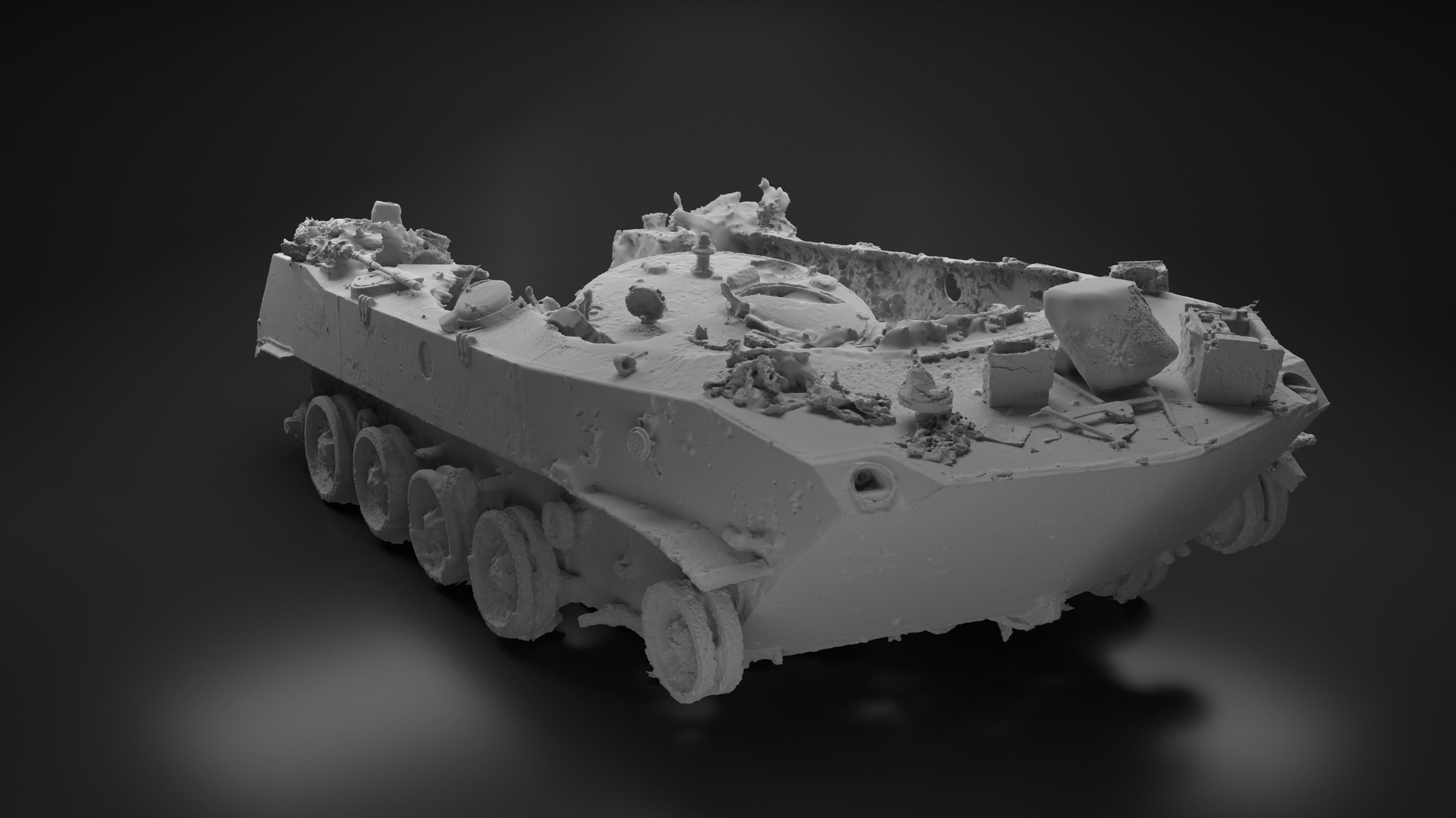Destroyed and burnt Russian BMD-2 Photoscan 3D model_7