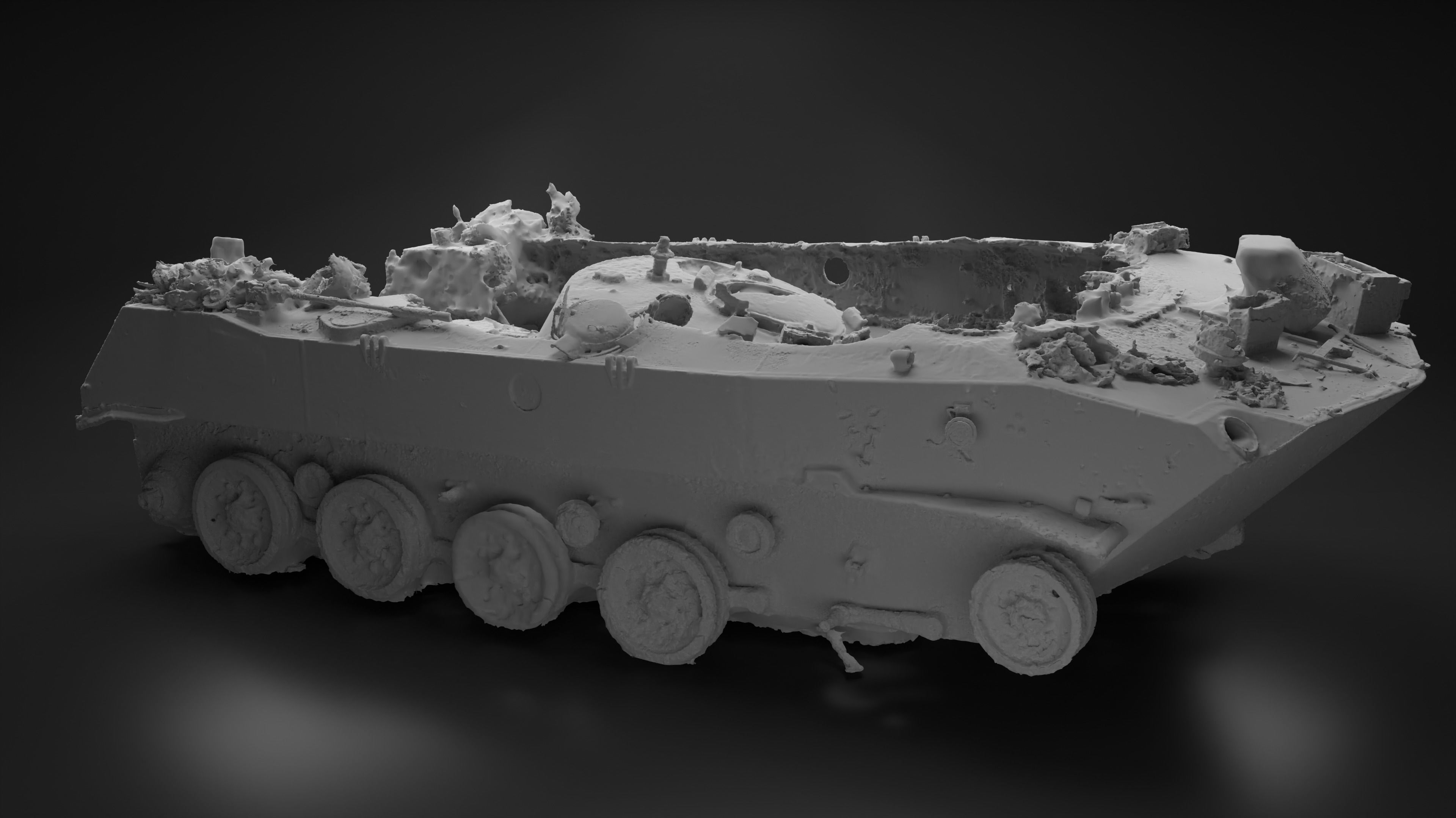 Destroyed and burnt Russian BMD-2 Photoscan 3D model_9