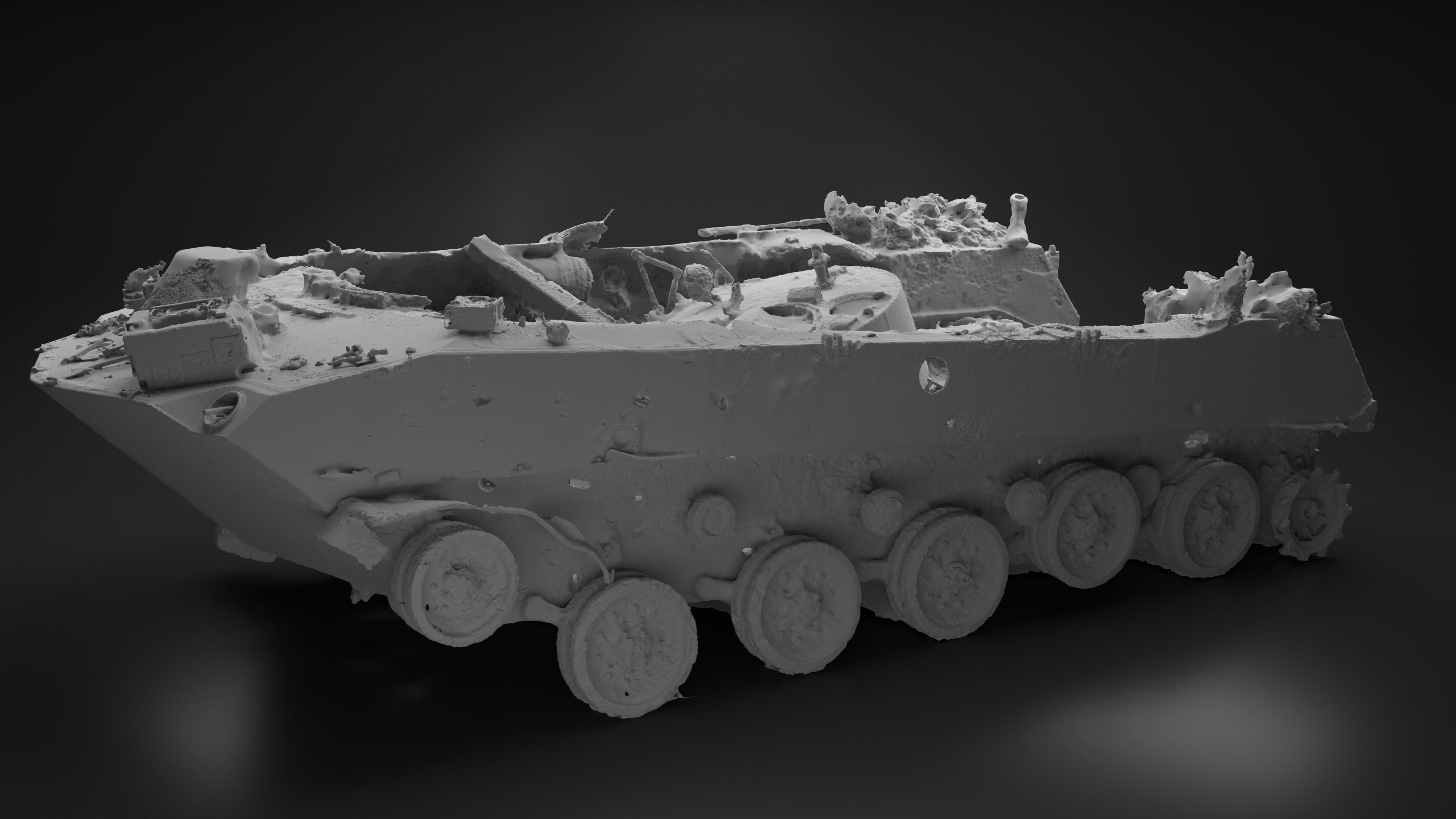 Destroyed and burnt Russian BMD-2 Photoscan 3D model_3
