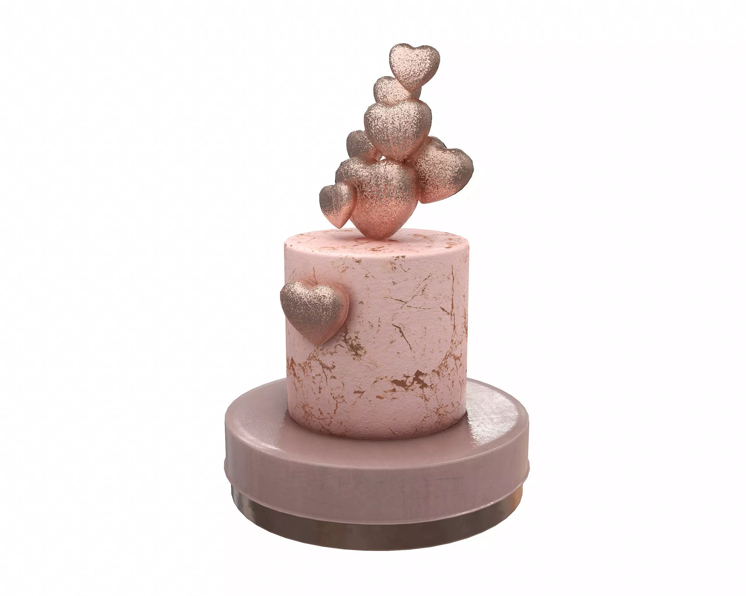 Cake with Hearts decor 3D model_0