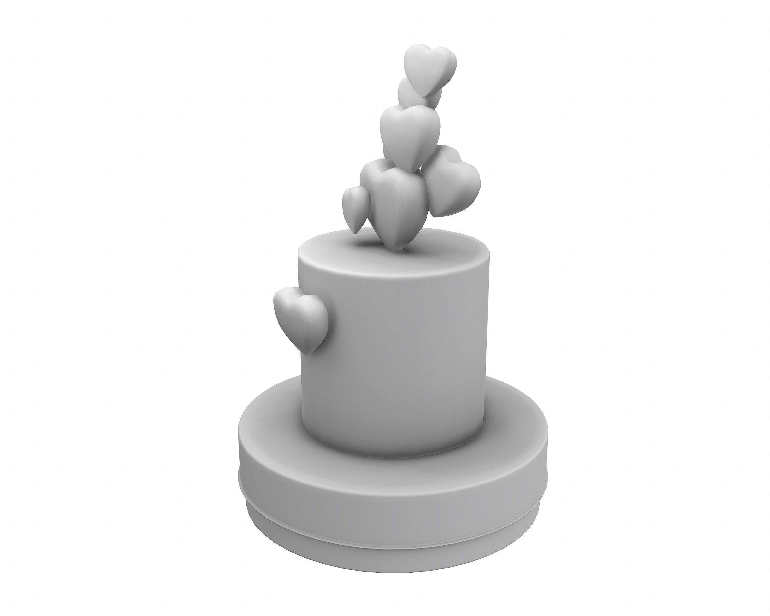 Cake with Hearts decor 3D model_5