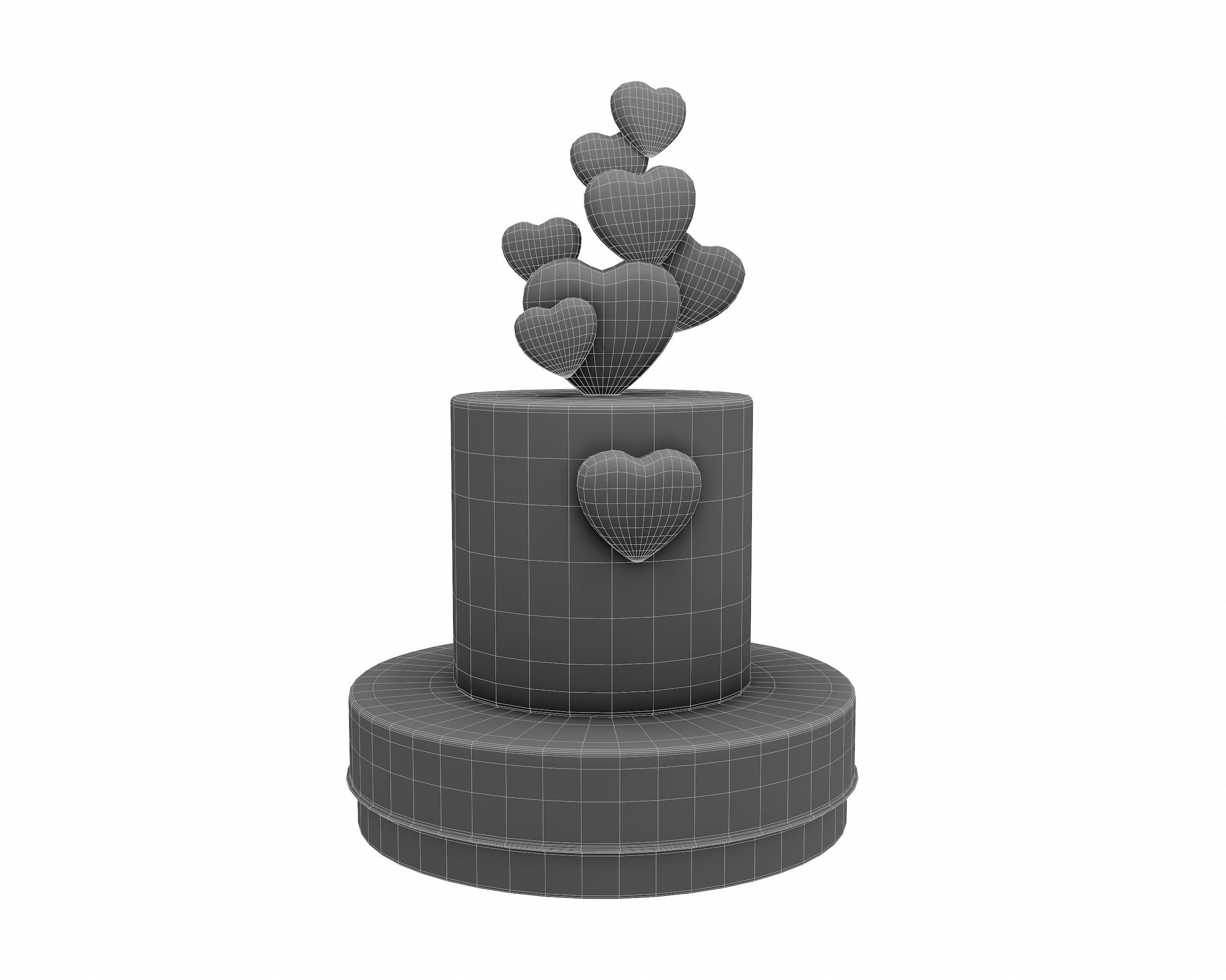 Cake with Hearts decor 3D model_6