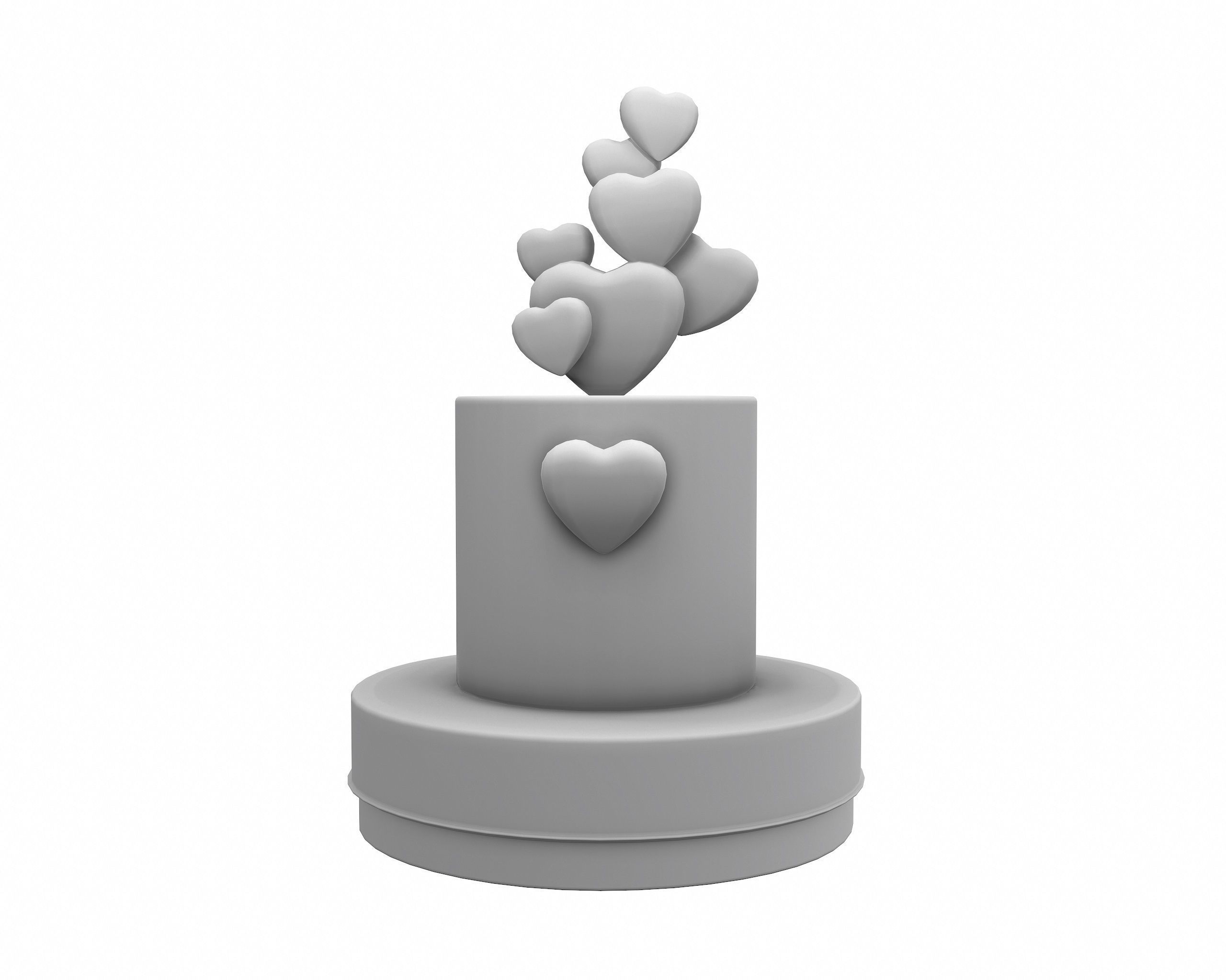 Cake with Hearts decor 3D model_4