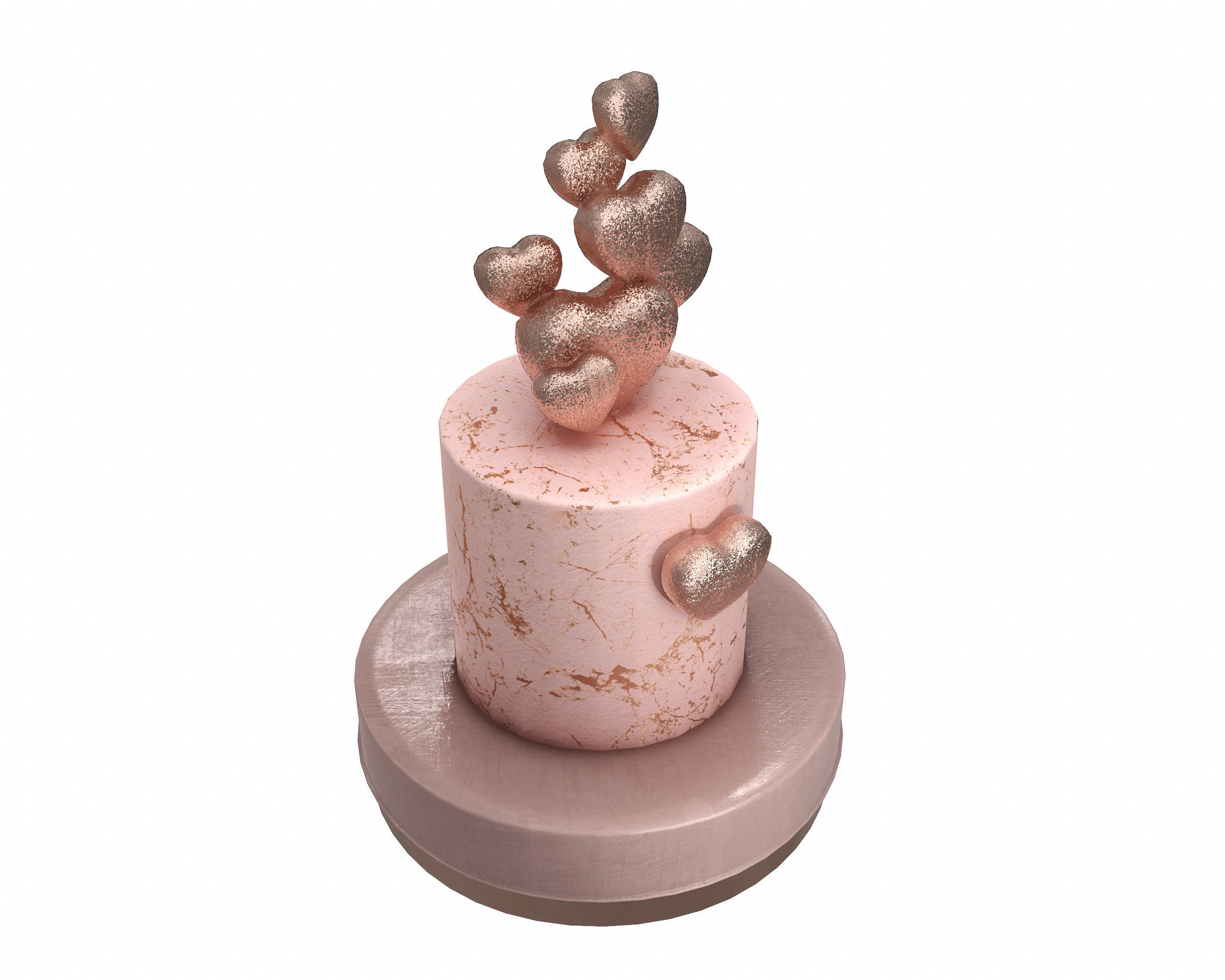 Cake with Hearts decor 3D model_1