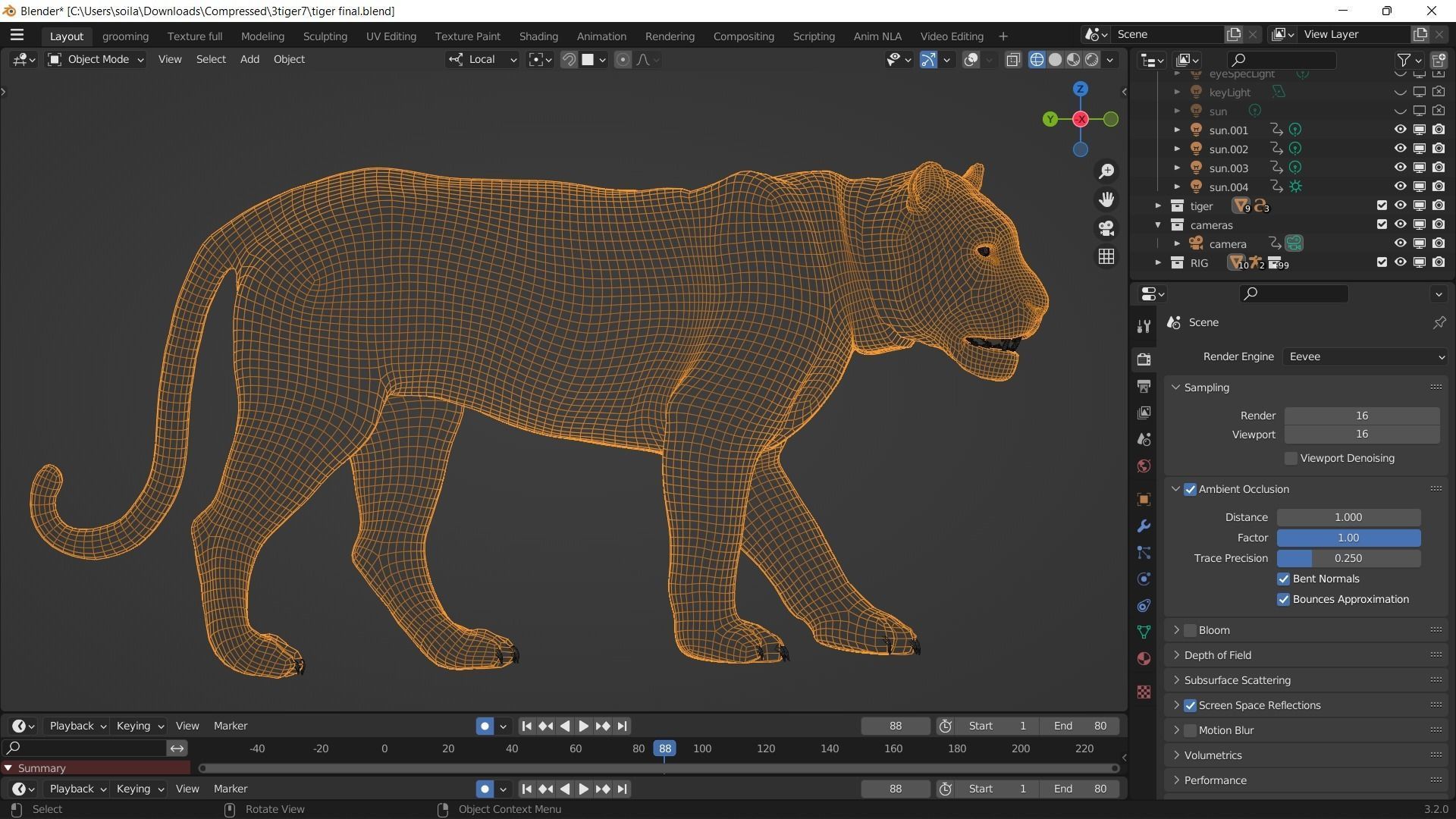 Realistic Tiger Rigged and Animated model- Blender 3D model_10
