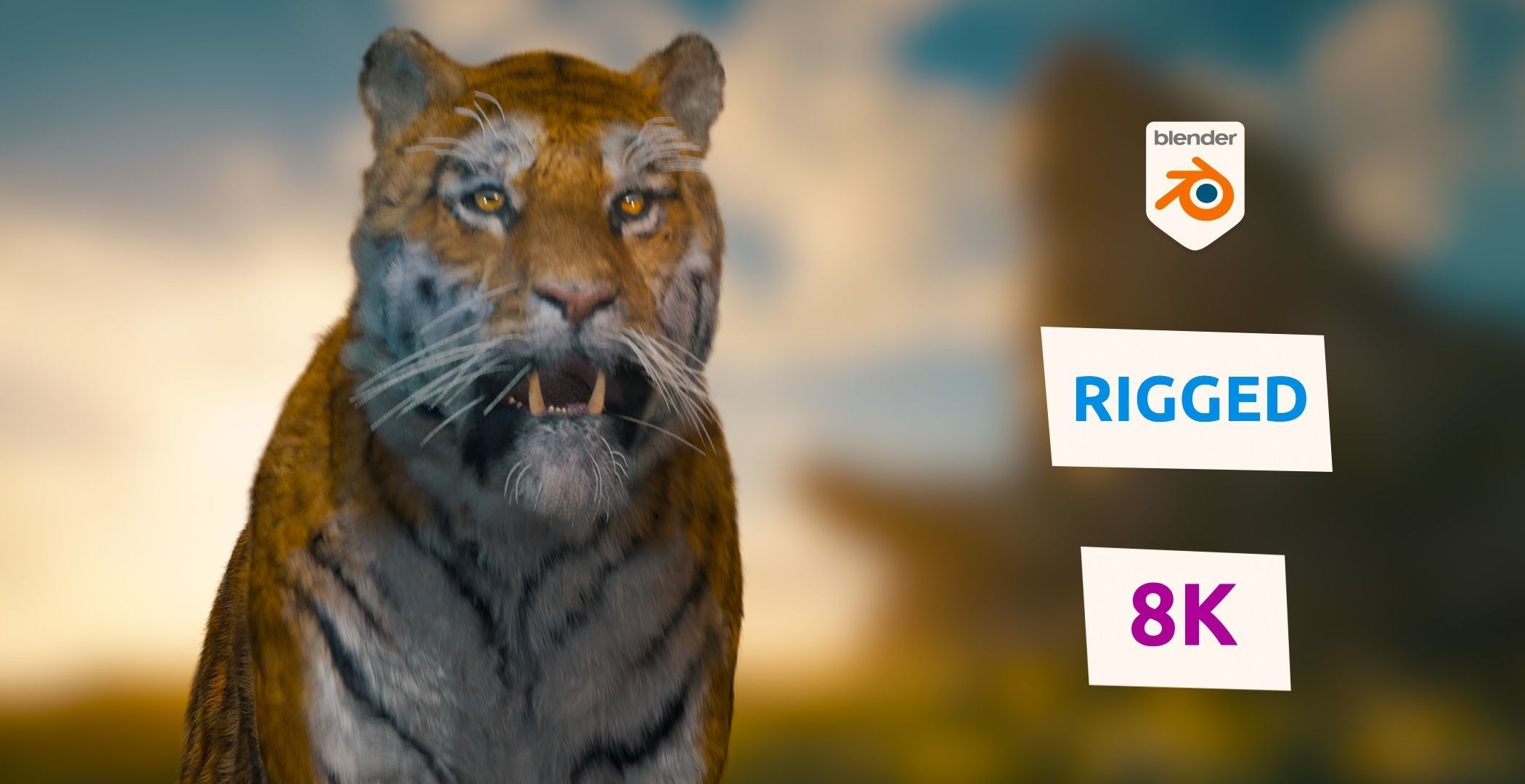 Realistic Tiger Rigged and Animated model- Blender 3D model_2