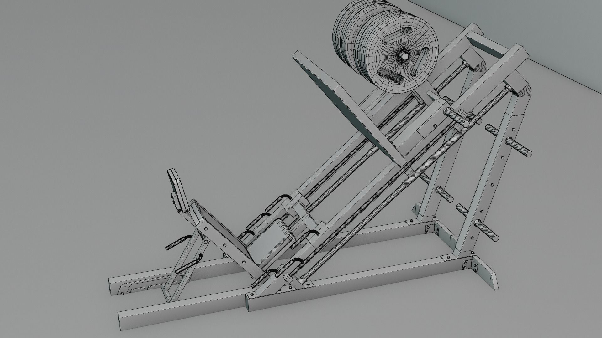 Gym 3D model set exercise bike with monitor 3D model_29