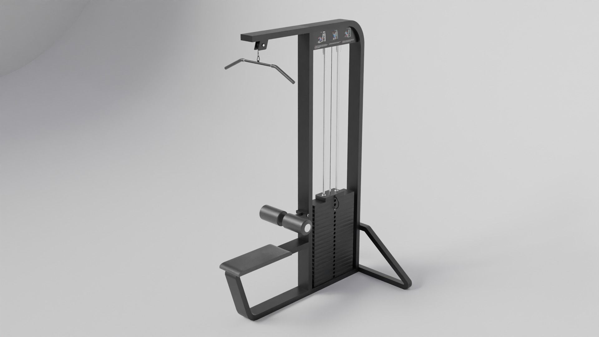 Gym 3D model set exercise bike with monitor 3D model_13
