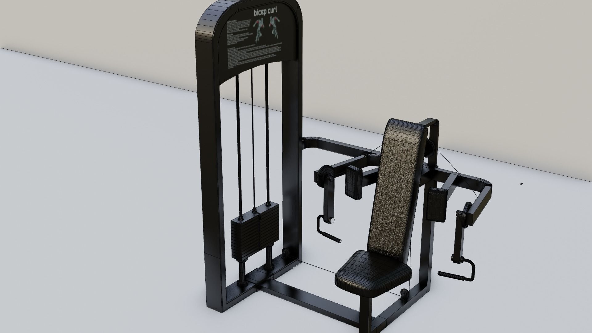 Gym 3D model set exercise bike with monitor 3D model_24