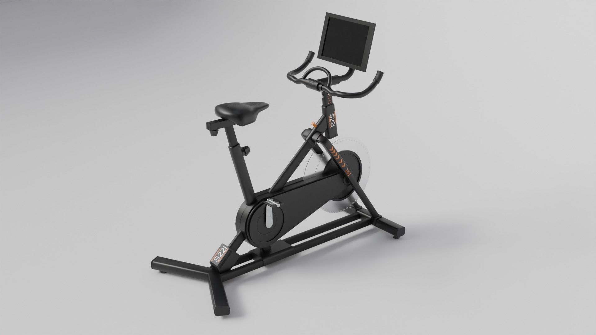 Gym 3D model set exercise bike with monitor 3D model_3