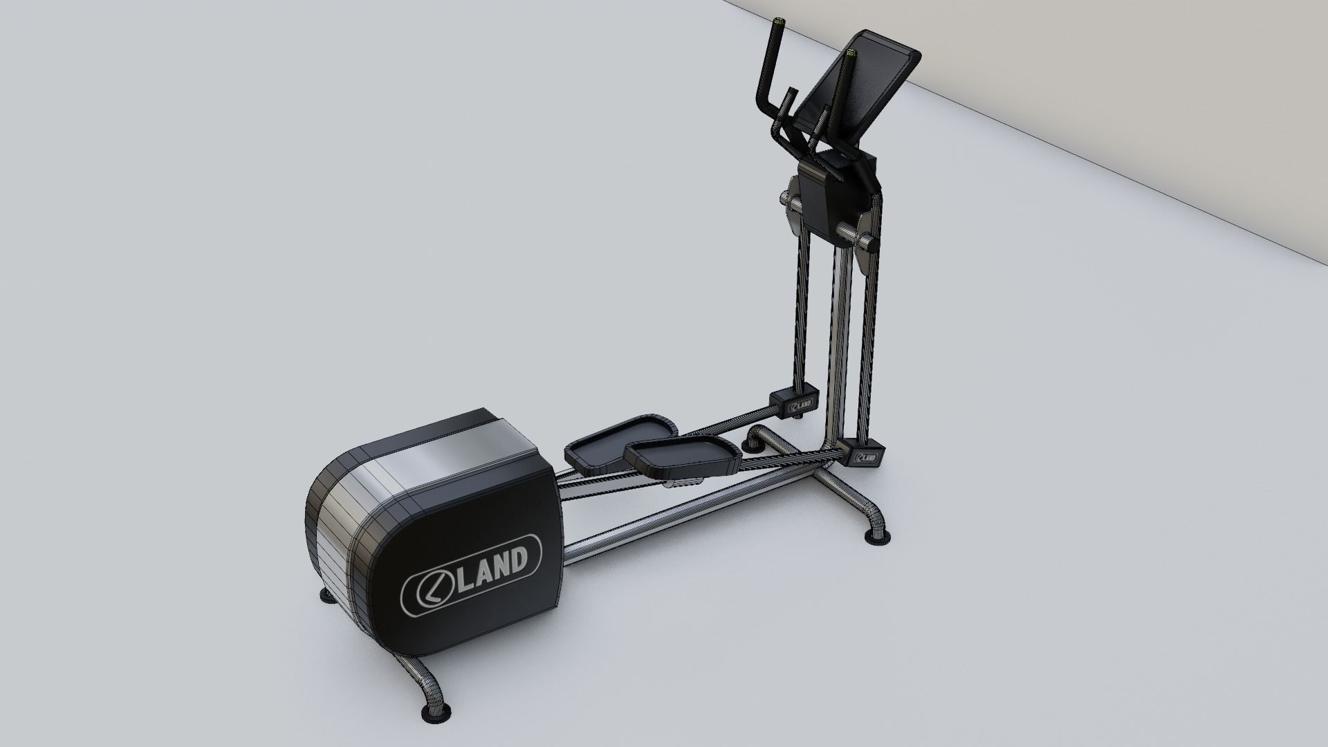 Gym 3D model set exercise bike with monitor 3D model_27