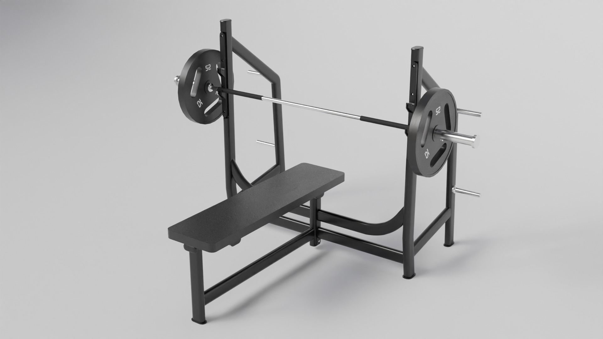 Gym 3D model set exercise bike with monitor 3D model_11