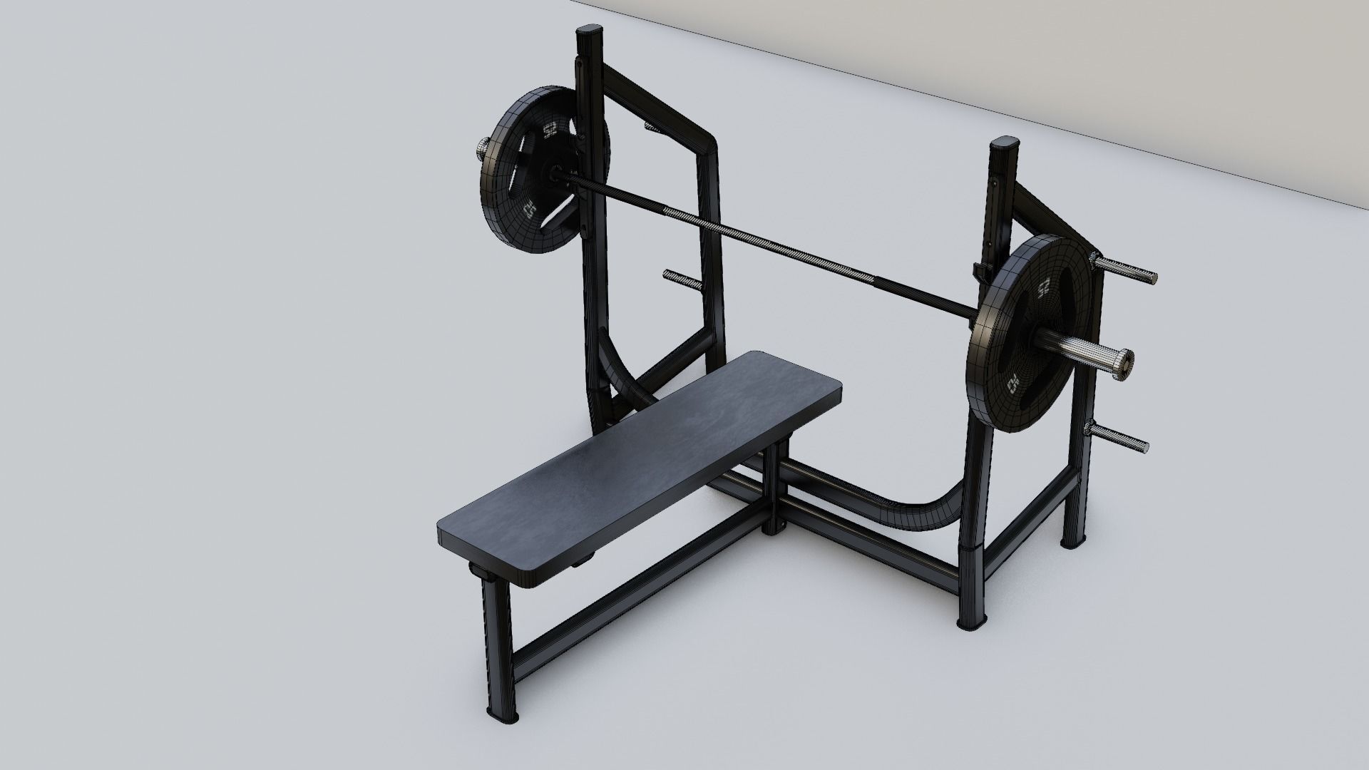 Gym 3D model set exercise bike with monitor 3D model_25