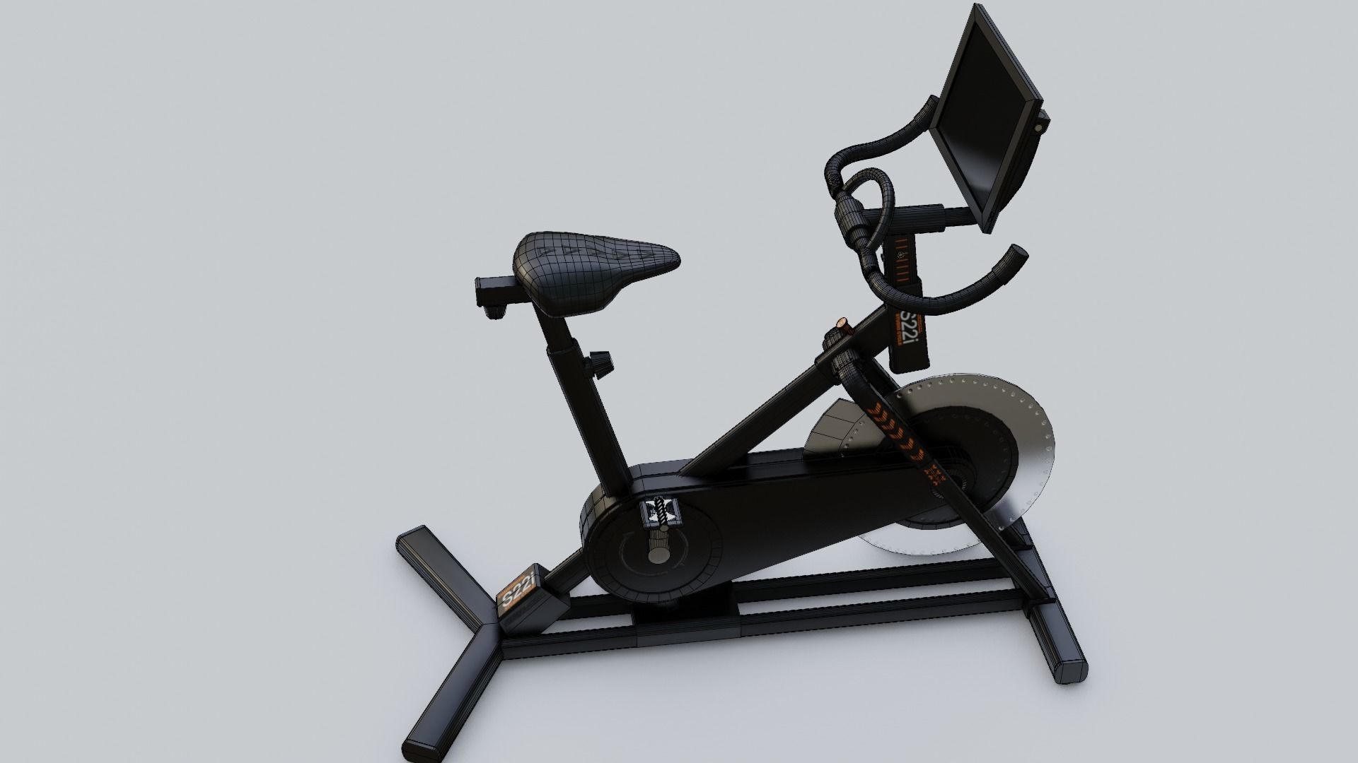 Gym 3D model set exercise bike with monitor 3D model_17