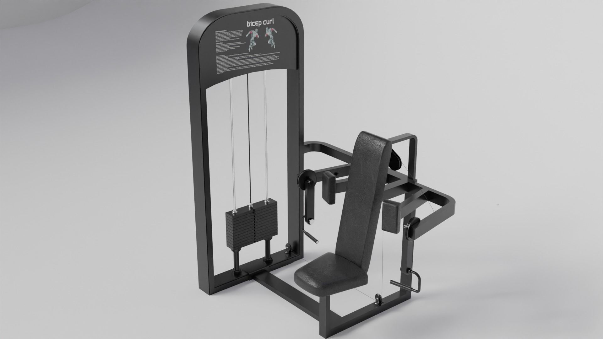 Gym 3D model set exercise bike with monitor 3D model_7