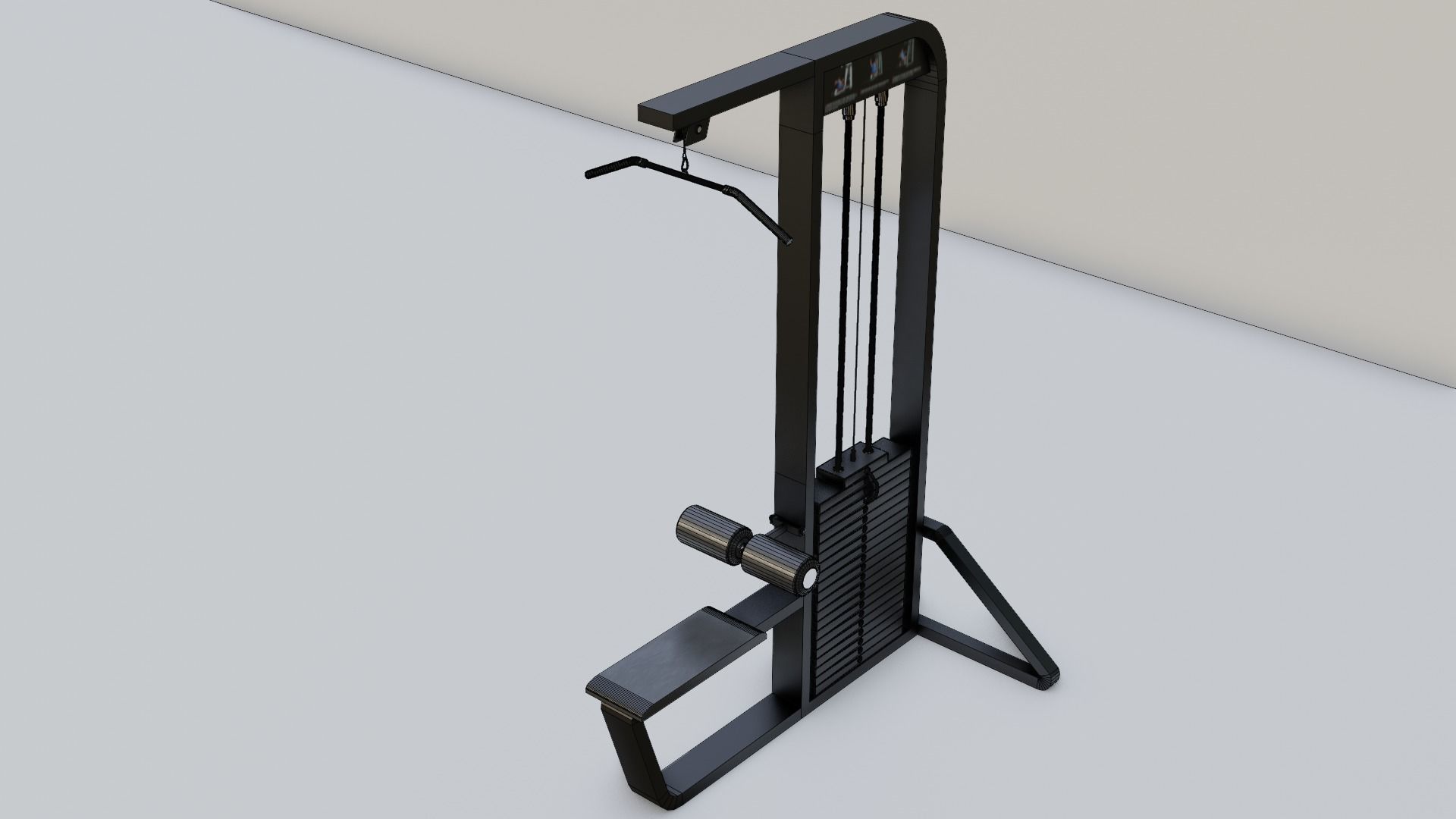 Gym 3D model set exercise bike with monitor 3D model_26