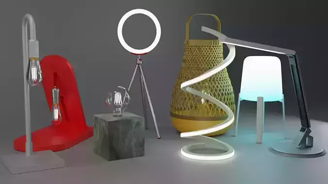 LED Lamps Designs - High Poly - Architectural Interior Designs